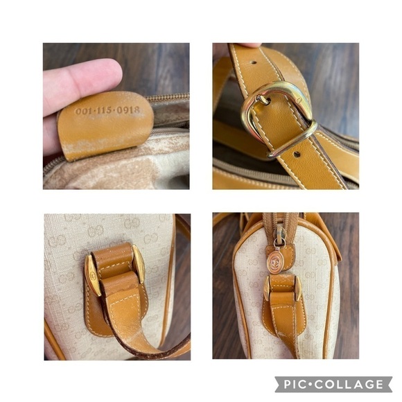Gucci authentic Vintage monogram crossbody handbag with leather strap